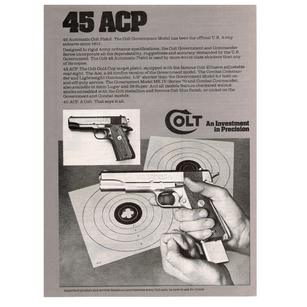 1979 Colt 45 ACP Govt Model Commander Print Ad